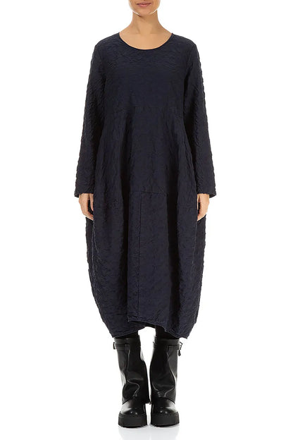 Balloon Graphite Blue Pleated Silk Bamboo Dress 1