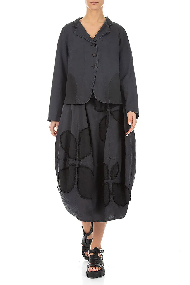 Balloon Graphite Petal Linen Skirt 4
