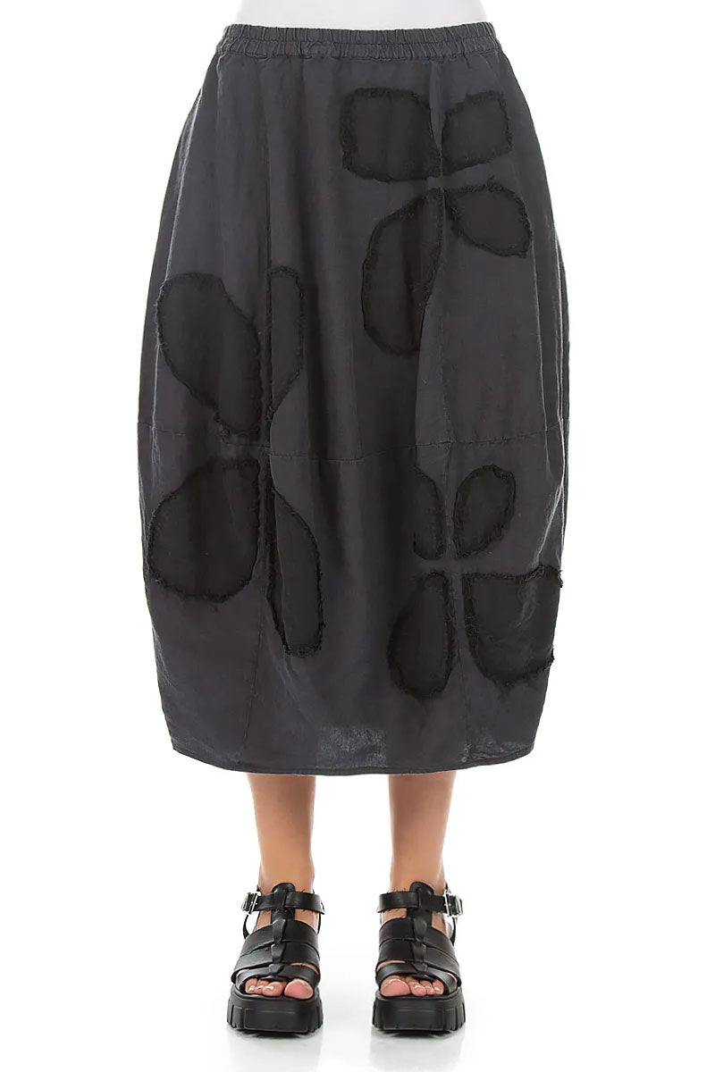 Balloon Graphite Petal Linen Skirt 1