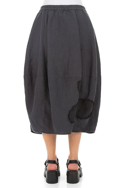 Balloon Graphite Petal Linen Skirt 2
