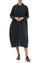 Balloon Graphite Textured Linen Jacket Dress 4