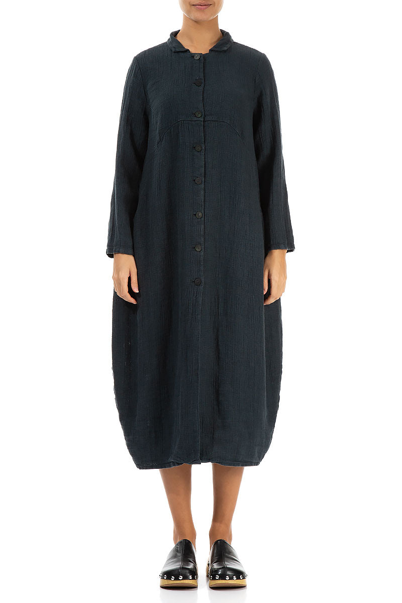 Balloon Graphite Textured Linen Jacket Dress 1