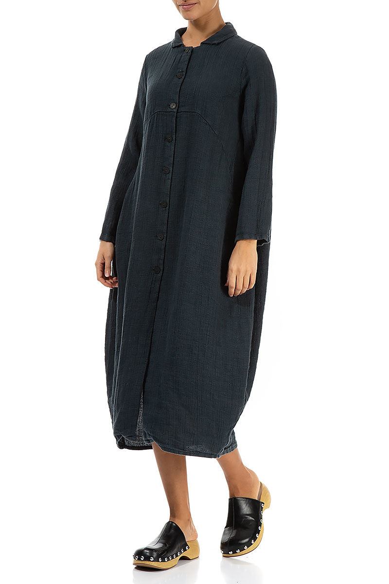 Balloon Graphite Textured Linen Jacket Dress 3