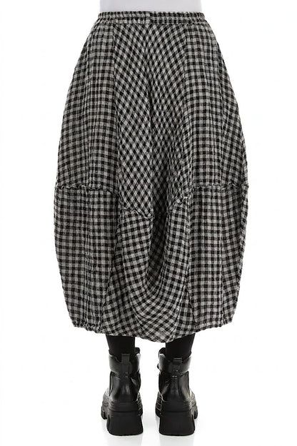 Balloon Grey Check Linen Skirt
