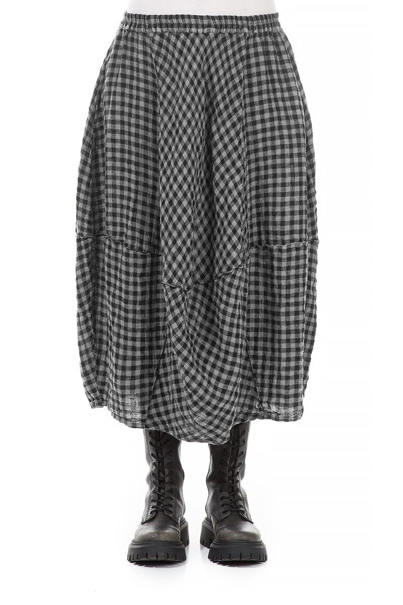Balloon Grey Check Linen Skirt 1
