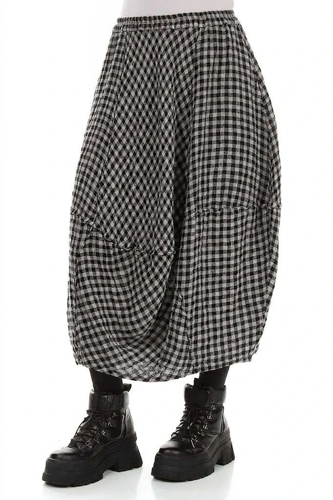 Balloon Grey Check Linen Skirt