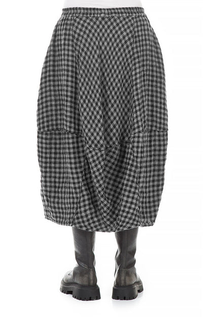 Balloon Grey Check Linen Skirt 2