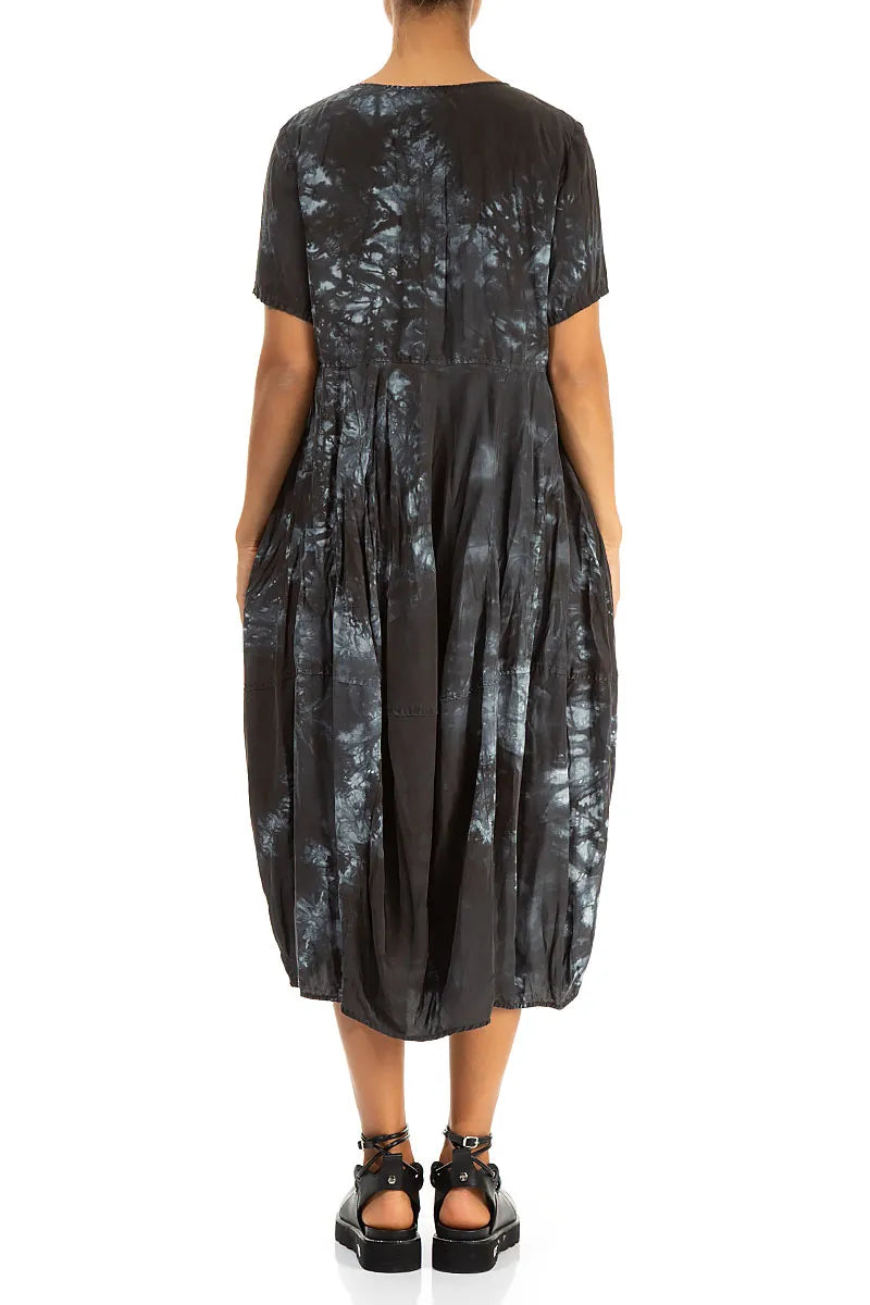 Balloon Liquid Charcoal Crumpled Silk Dress