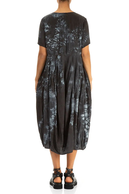 Balloon Liquid Charcoal Crumpled Silk Dress