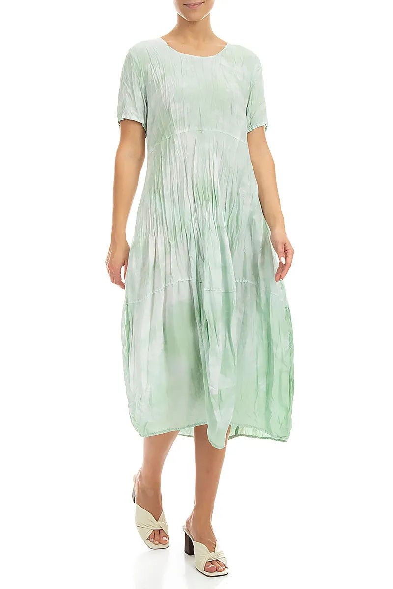 Robe en soie froissée Brumes Marines coupe ballon