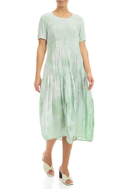 Robe en soie froissée Brumes Marines coupe ballon