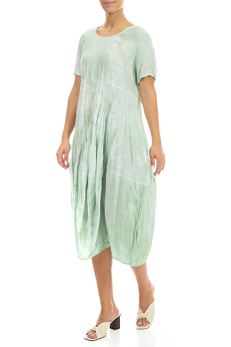 Robe en soie froissée Brumes Marines coupe ballon