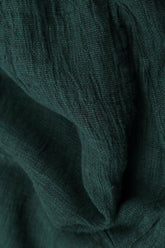 Balloon Long Sleeves Emerald Mélange Linen Dress 5