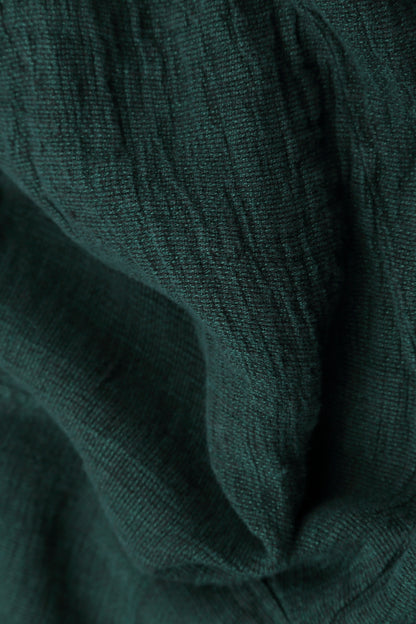 Balloon Long Sleeves Emerald Mélange Linen Dress 5