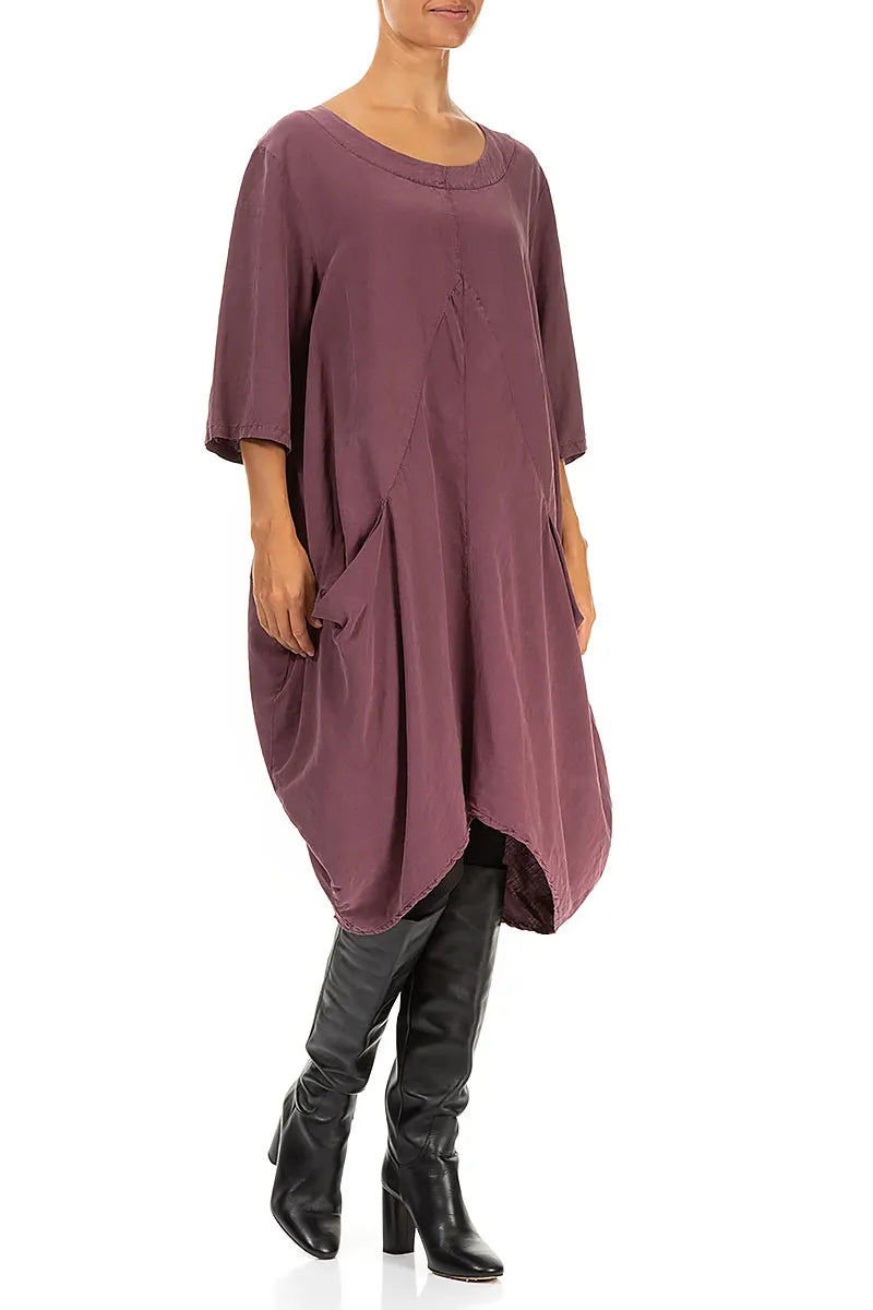 Robe tunique en soie et lin bordeaux Balloon