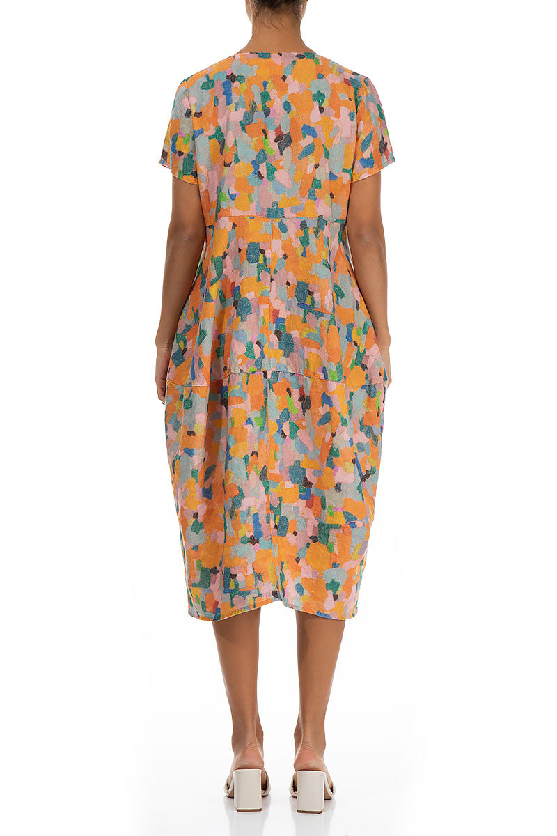 Balloon Orange Burst Linen Dress 2
