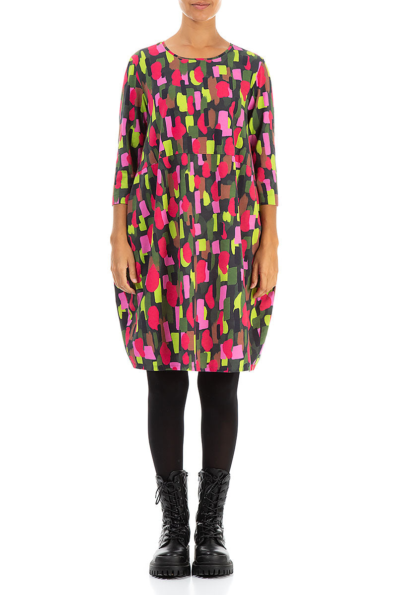 Balloon Paint Mosaic Cotton Dress 1