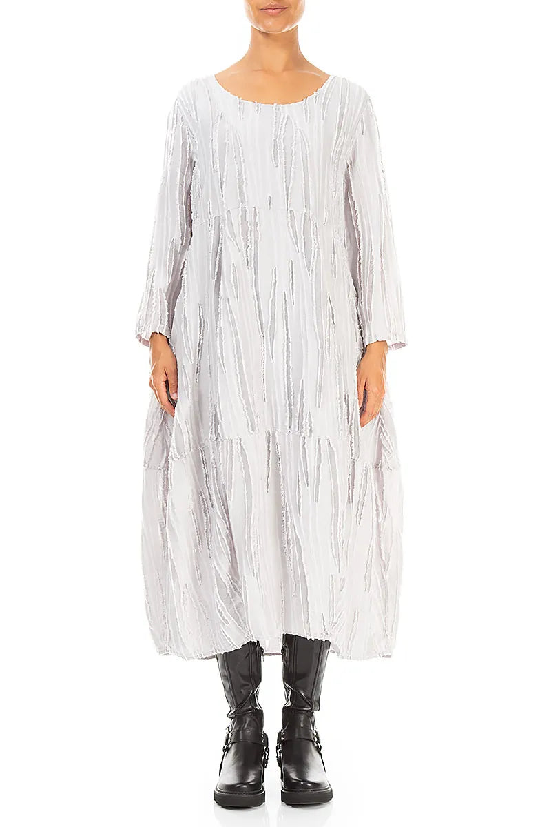 Robe ballon en tissu effiloché Gris perle