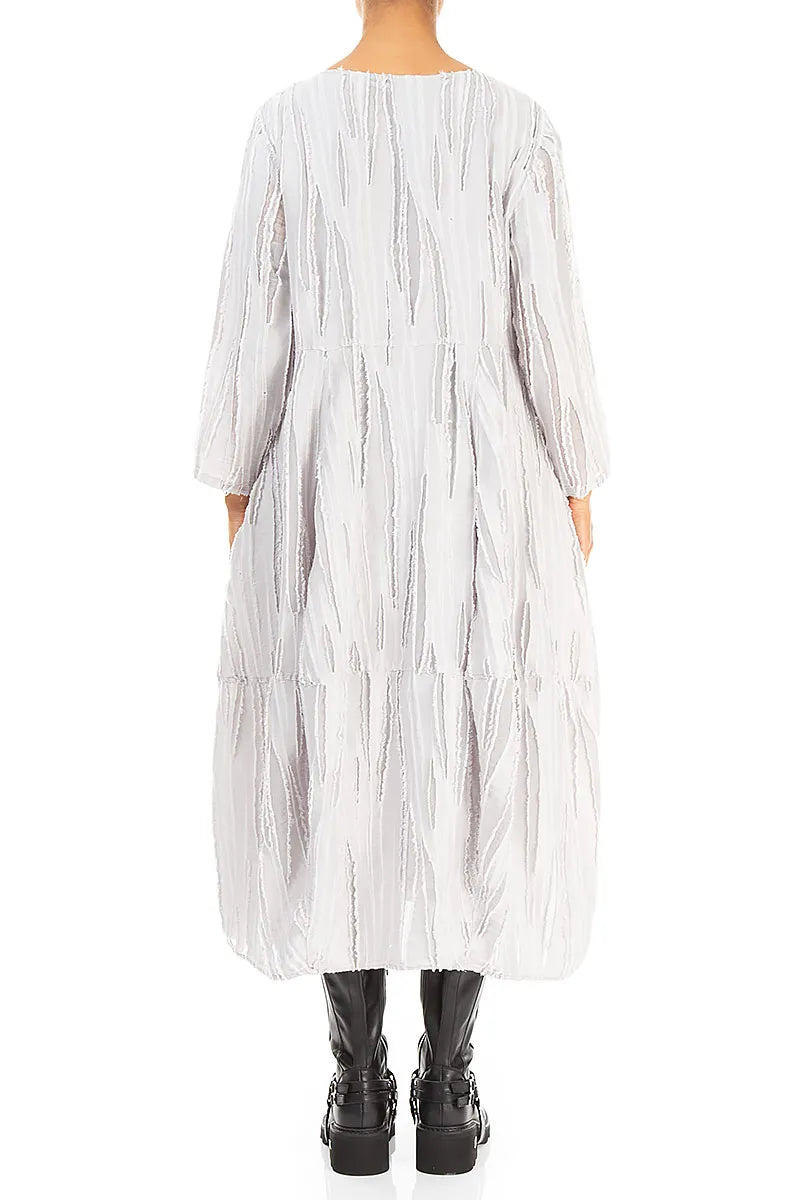Balloon Pearl Grey Fray Weave Dress