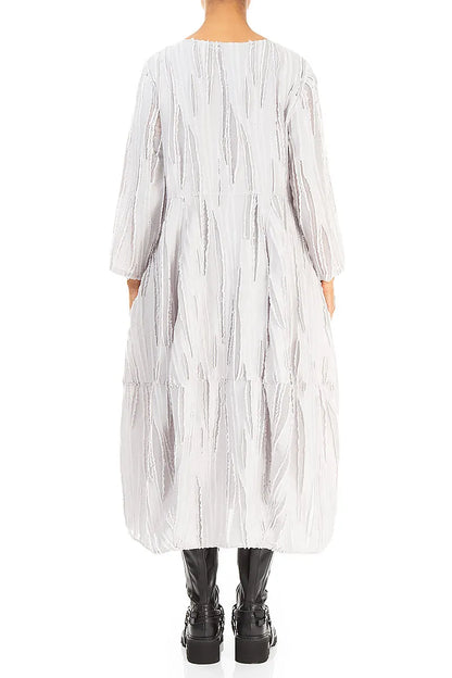 Balloon Pearl Grey Fray Weave Dress