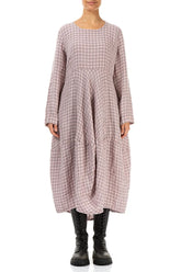 Balloon Pink Check Linen Dress 2