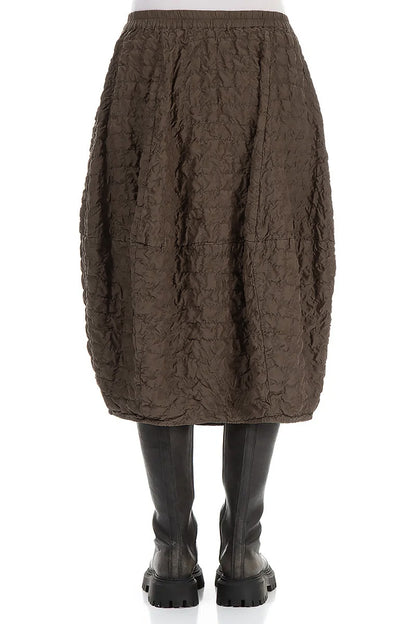 Balloon Pleated Aged Brown Silk Bamboo Skirt 2