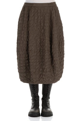 Balloon Pleated Aged Brown Silk Bamboo Skirt 1