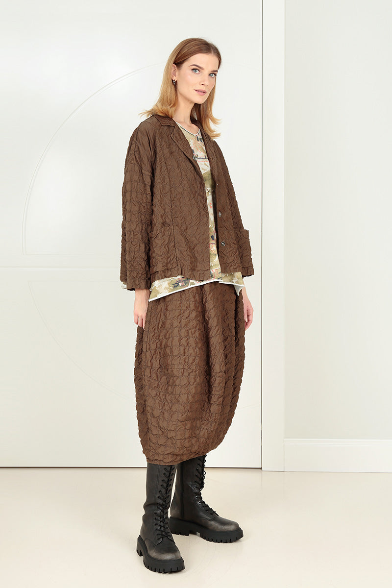 Balloon Pleated Aged Copper Silk Bamboo Skirt