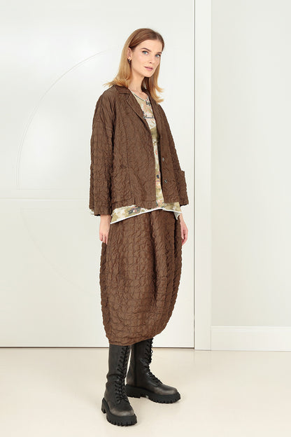 Balloon Pleated Aged Copper Silk Bamboo Skirt