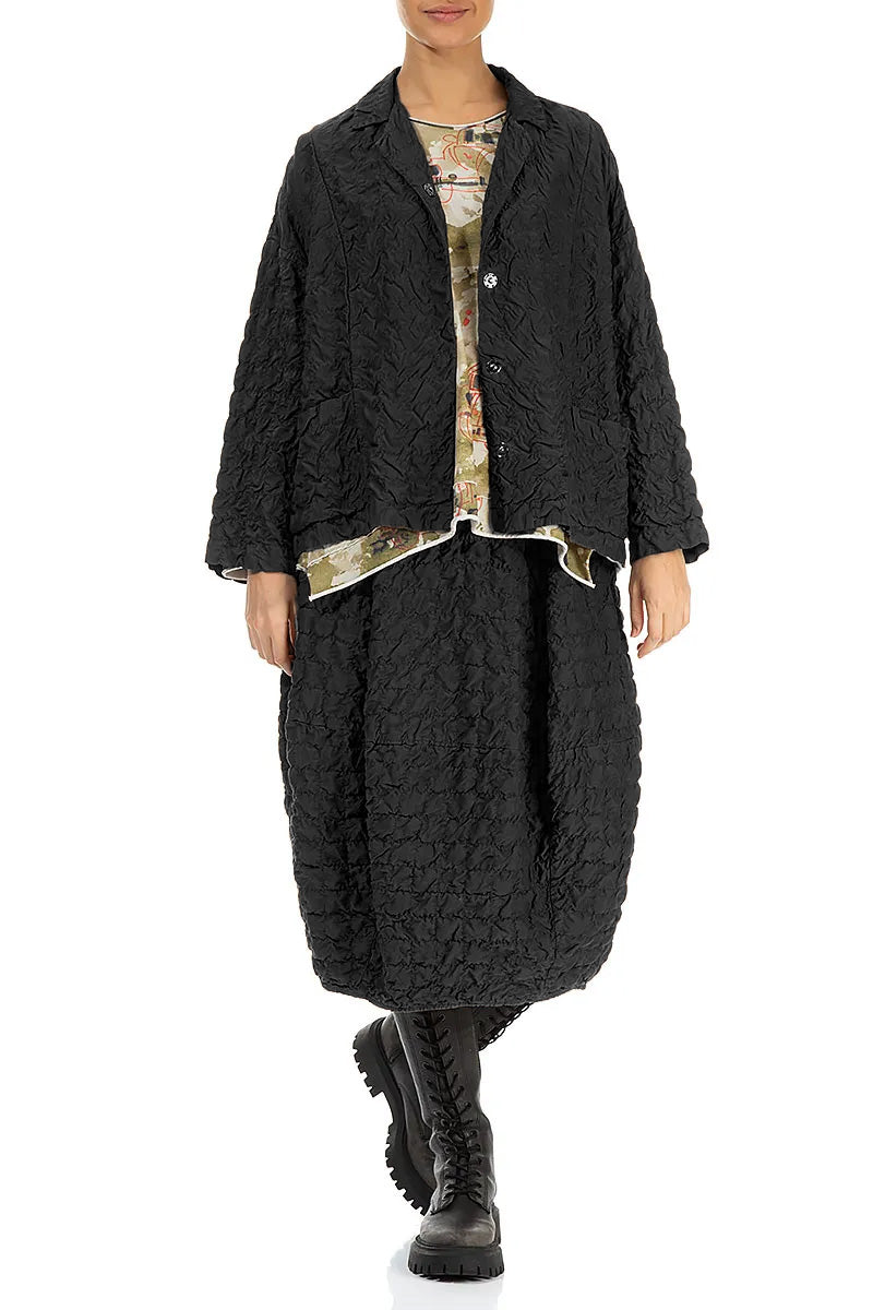 Balloon Pleated Black Silk Bamboo Skirt 4