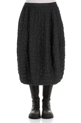 Balloon Pleated Black Silk Bamboo Skirt 1
