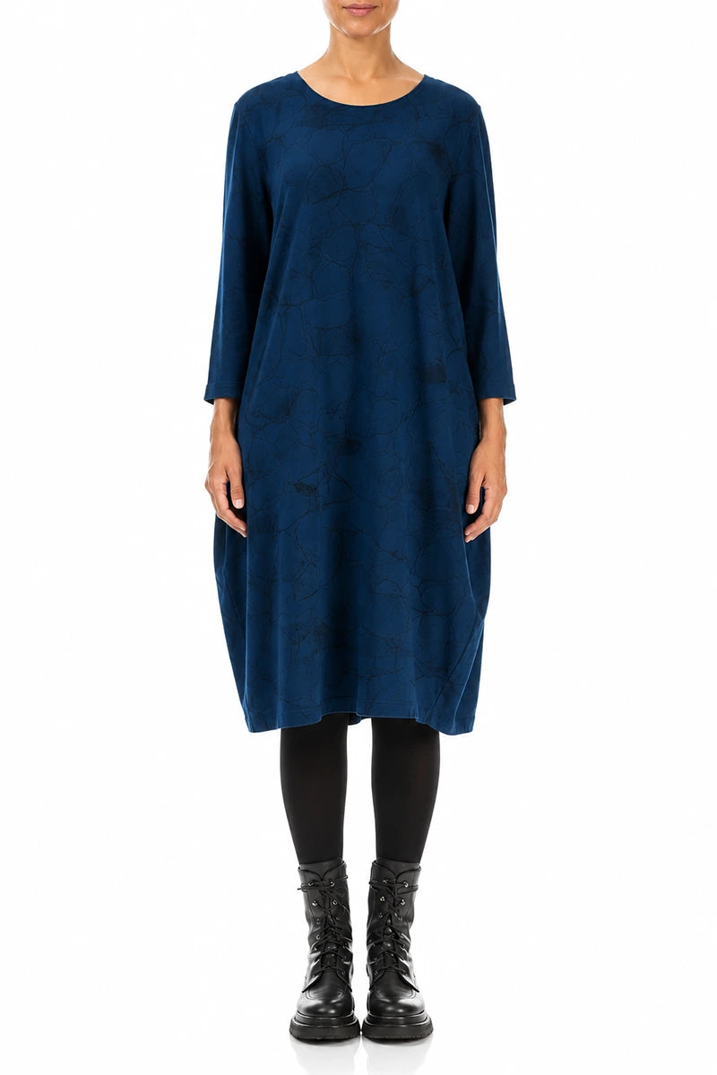 Balloon Royal Blue Marble Cotton Dress 1