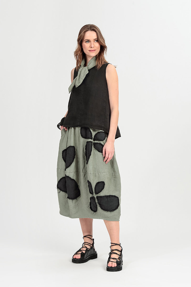 Balloon Sage Petal Linen Skirt 1