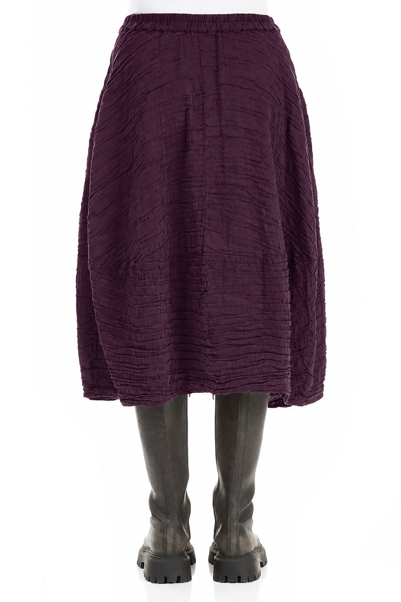 Balloon Shape Crinkled Deep Plum Silk Linen Skirt 2