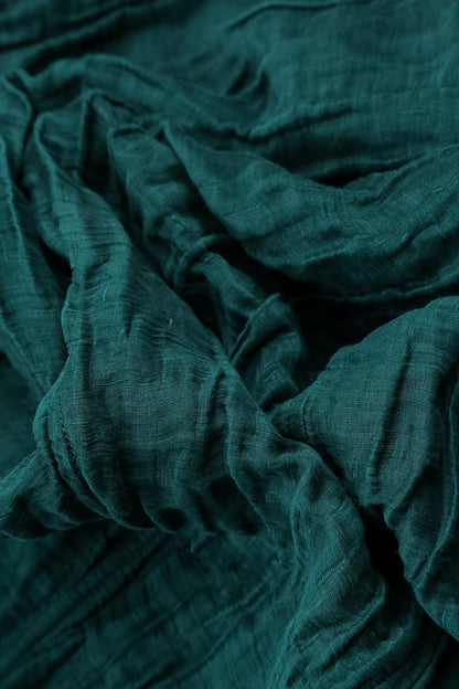 Balloon Shape Crinkled Peacock Silk Linen Skirt 5