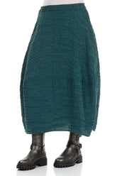 Balloon Shape Crinkled Peacock Silk Linen Skirt 3