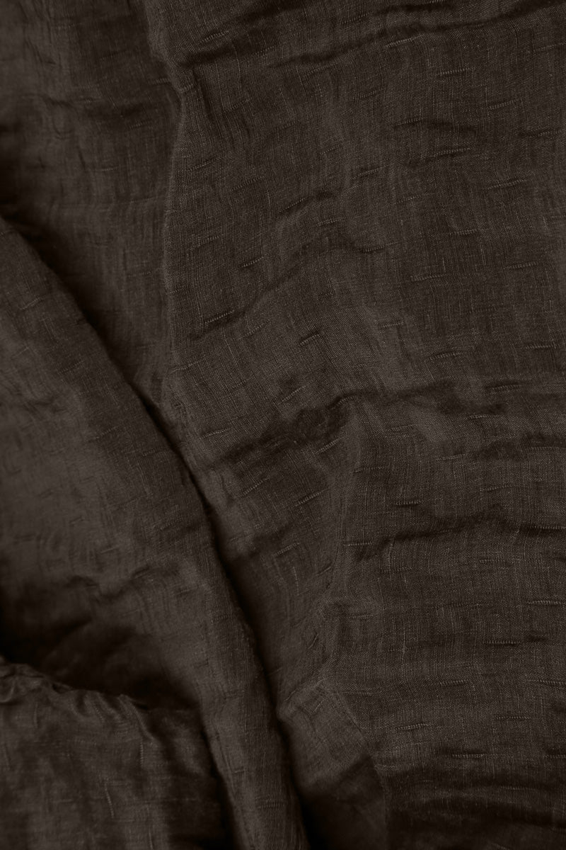 Balloon Shape Textured Forest Brown Silk Linen Skirt 5