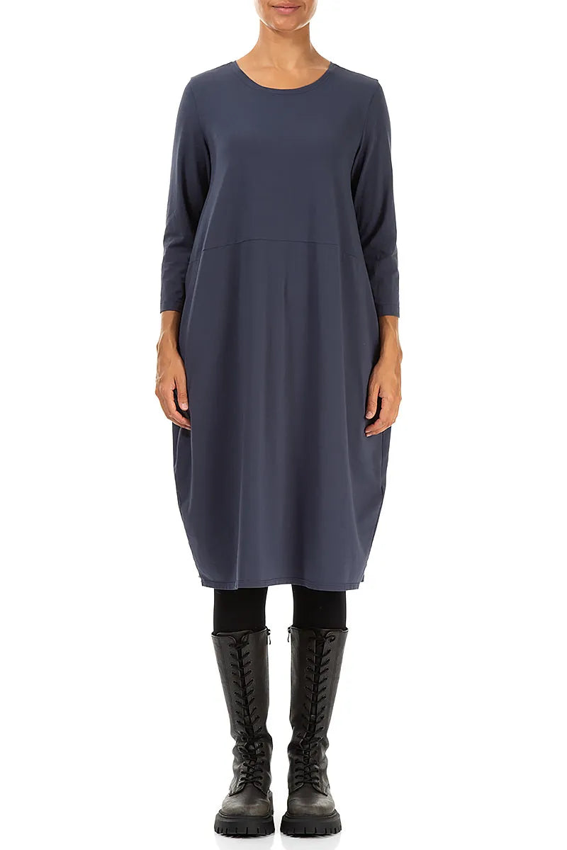 Balloon Slate Blue Cotton Dress