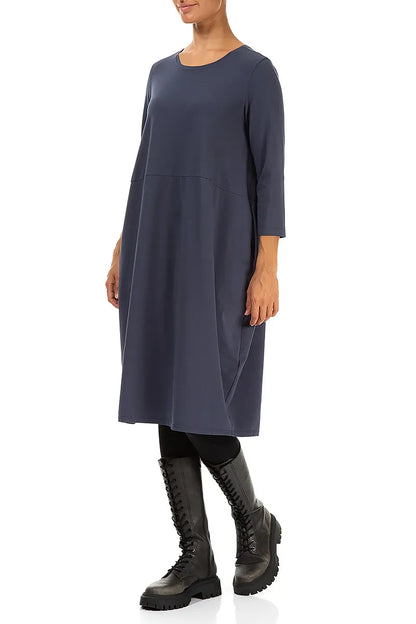 Balloon Slate Blue Cotton Dress