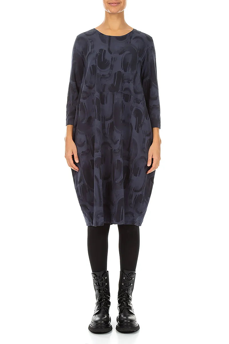 Balloon Slate Blue Paintwave Cotton Dress 1