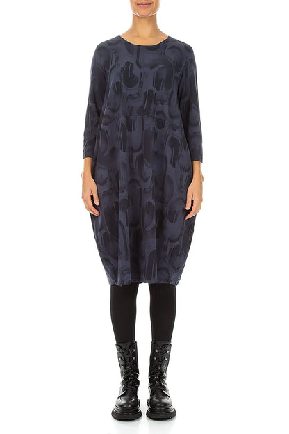 Balloon Slate Blue Paintwave Cotton Dress 1