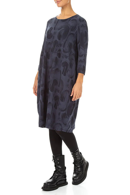 Balloon Slate Blue Paintwave Cotton Dress 3