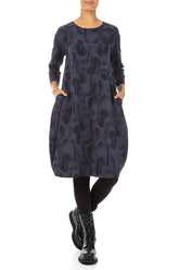 Balloon Slate Blue Paintwave Cotton Dress 4