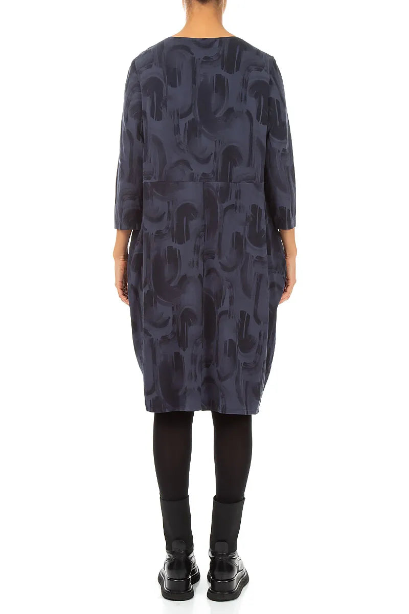 Balloon Slate Blue Paintwave Cotton Dress 2