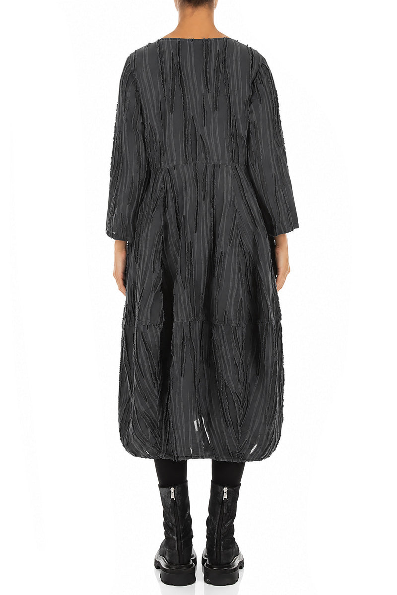 Robe ballon en tissu effiloché Gris ardoise