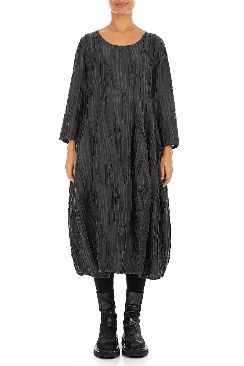 Balloon Slate Fray Weave Dress