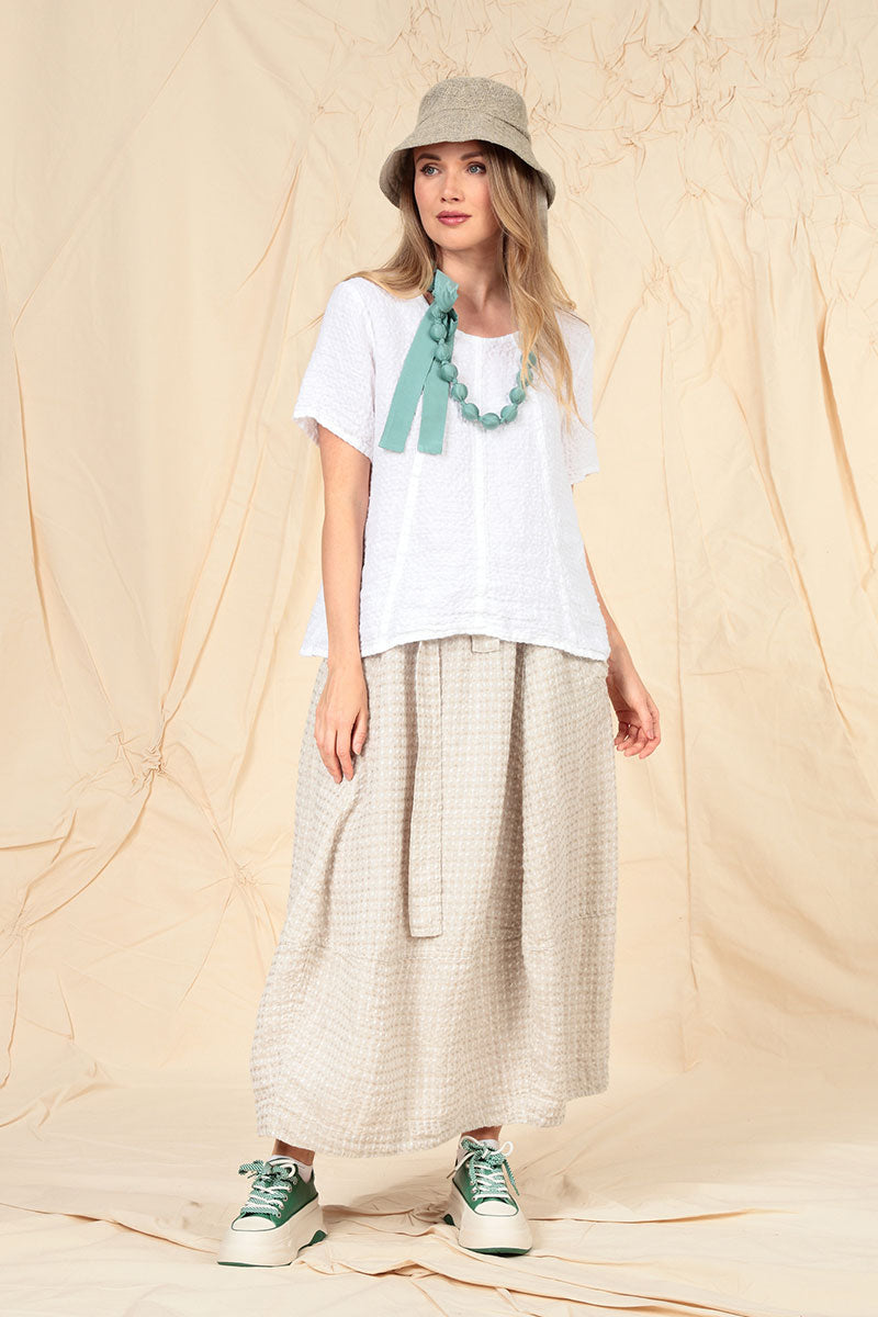 Balloon Textured Natural Linen Skirt 5