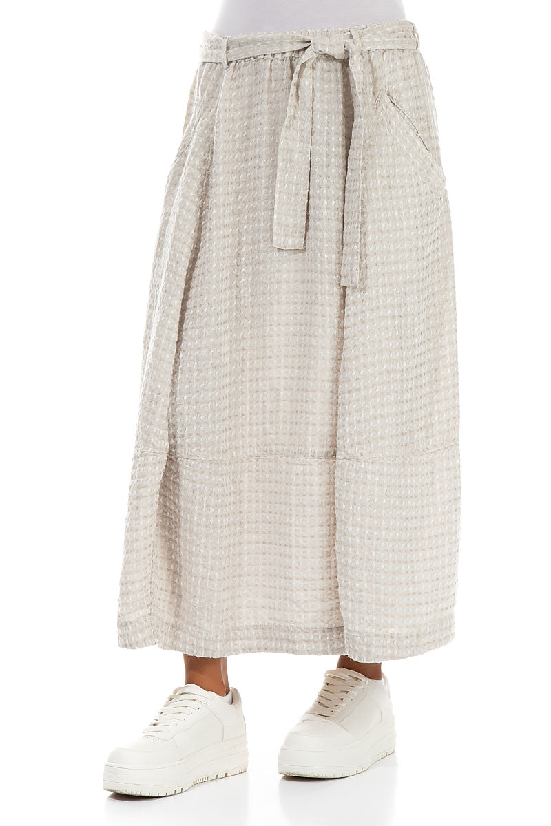 Balloon Textured Natural Linen Skirt 3