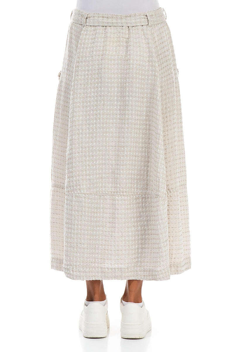 Balloon Textured Natural Linen Skirt 2