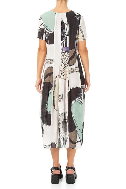 Balloon Tumbled Stone Textured Silk Dress